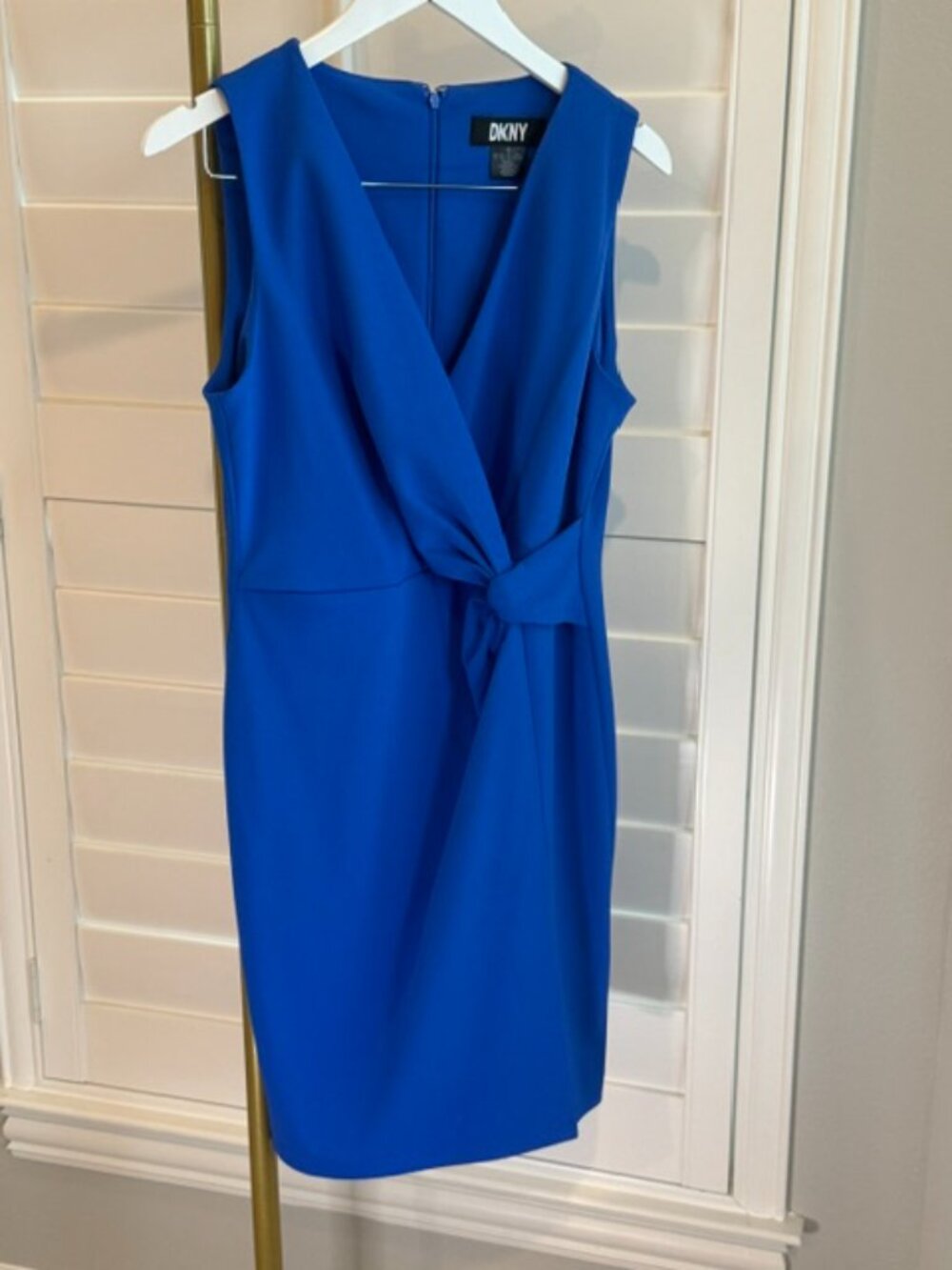 NWT DKNY Cobalt Blue Twist Front Sheath Dress Size 10